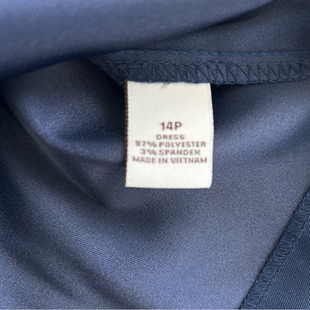 KIM ROGERS PETITE Women’s Sleeveless Sheath‎ Dress Navy Blue Pin-tuck Pleats 14P - Picture 8 of 10